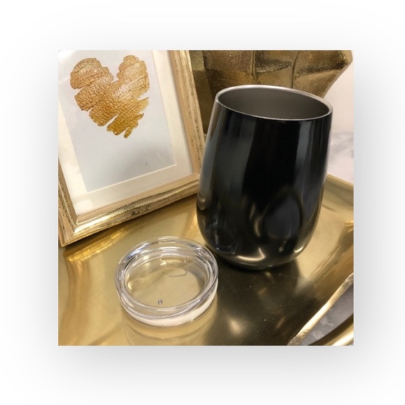 HTF: new Poshmark ߷ Coffee + Wine Stainless Steel Tumbler Glass Cup ߷ Black - Picture 3 of 16